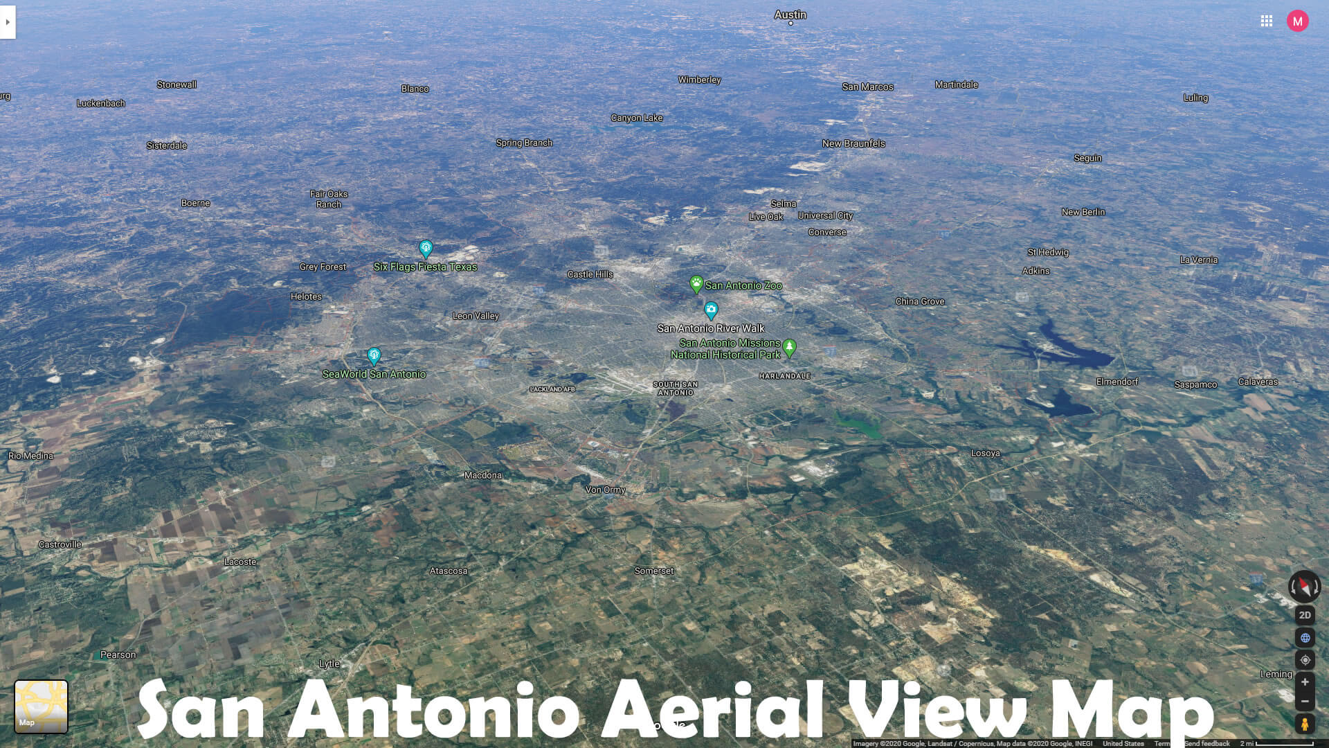 San Antonio Aerial View Map